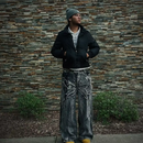 Baggy Flared Jeans  Y2K Splicing Embroidery Pattern Hip Hop Gothic Streetwear Unisex Casual Wide Leg Jeans Pants