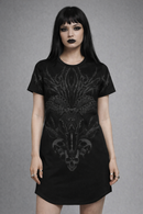 Women's Goth Punk Baphomet Skull Design T-Shirt Dress
