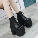 Goth Punk Lace Up Platform High Heel Chunky Women's Boots