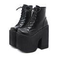 Goth Punk Lace Up Platform High Heel Chunky Women's Boots