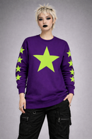 Young Savage Smashing Purple Yellow Star Alternative Punk Sweatshirt
