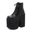 Goth Punk Lace Up Platform High Heel Chunky Women's Boots