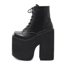 Goth Punk Lace Up Platform High Heel Chunky Women's Boots