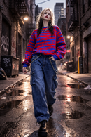 Young Savage Electric Blue & Red Alternative Punk Urban Sweatshirt