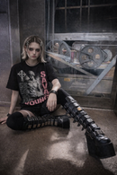 Goth Punk Emo Chunky Platform Wedge Black Knee High Women's Boots