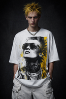 Goth Punk Emo Pop Art Girl Print On White Unisex Cotton T-Shirt