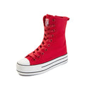 Women's Chuck Style Canvas Lace Up Zip Up Baseball Sneakers Boots Flats Shoes