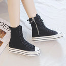 Women's Chuck Style Canvas Lace Up Zip Up Baseball Sneakers Boots Flats Shoes