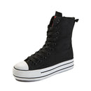 Women's Chuck Style Canvas Lace Up Zip Up Baseball Sneakers Boots Flats Shoes