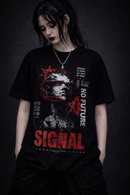 Punk Goth No Future Signal Graphic Black Cotton T-Shirt