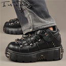 Women's Runway Platform Metal Rivets Chunky Gothic Punk Boots Shoes