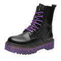 Goth Punk Alternative Ankle Motorcycle Purple & Black Boots