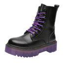 Goth Punk Alternative Ankle Motorcycle Purple & Black Boots