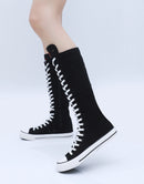Goth Punk Alternative Emo Canvas High Top Lace Up Zipper Women's Flat Boots Shoes