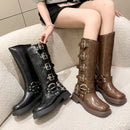 Goth Punk Motorcycle Platform Knee High Black Brown Women's Boots