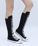 Goth Punk Alternative Emo Canvas High Top Lace Up Zipper Women's Flat Boots Shoes