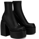 Goth Punk Emo Alternative Square Toe Zipper Heels Thick Sole Short Ankle Women's Boots