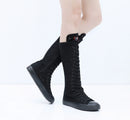 Goth Punk Alternative Emo Canvas High Top Lace Up Zipper Women's Flat Boots Shoes