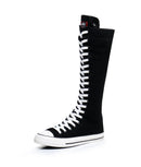 Goth Punk Alternative Emo Canvas High Top Lace Up Zipper Women's Flat Boots Shoes