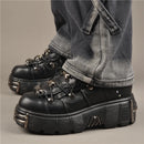 Women's Runway Platform Metal Rivets Chunky Gothic Punk Boots Shoes