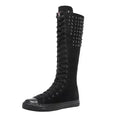 Goth Punk Alternative Emo Canvas High Top Lace Up Zipper Women's Flat Boots Shoes