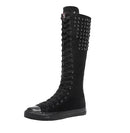Goth Punk Alternative Emo Canvas High Top Lace Up Zipper Women's Flat Boots Shoes