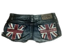 Punk Goth Union Jack British Flag Style Slim Women's Denim Shorts