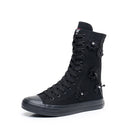 Goth Punk Alternative Emo Canvas High Top Lace Up Zipper Women's Flat Boots Shoes