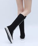 Goth Punk Alternative Emo Canvas High Top Lace Up Zipper Women's Flat Boots Shoes