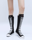 Goth Punk Alternative Emo Canvas High Top Lace Up Zipper Women's Flat Boots Shoes