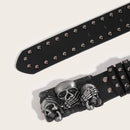 Goth Punk Emo Unisex Black Skull (See No Hear No Speak No Evil) Buckle Riveted Belt