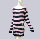 Striped Thin Streetwear Punk Gothic Hollow Out Hole Broken Jumper Long Unisex Sweater