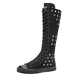 Goth Punk Alternative Emo Canvas High Top Lace Up Zipper Women's Flat Boots Shoes