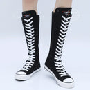 Goth Punk Alternative Emo Canvas High Top Lace Up Zipper Women's Flat Boots Shoes