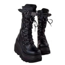 Goth Punk Platform Rivet Buckle Wedges Woman's Shoes Boots