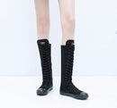 Goth Punk Alternative Emo Canvas High Top Lace Up Zipper Women's Flat Boots Shoes