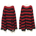Striped Thin Streetwear Punk Gothic Hollow Out Hole Broken Jumper Long Unisex Sweater