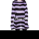 Striped Thin Streetwear Punk Gothic Hollow Out Hole Broken Jumper Long Unisex Sweater