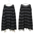 Striped Thin Streetwear Punk Gothic Hollow Out Hole Broken Jumper Long Unisex Sweater