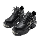 Dark Punk Style Women's Gothic Metal Niche Low Top Platform Boots Shoes