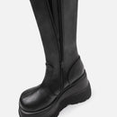 Goth Punk Knee High Platform Wedge Black Women's Boots