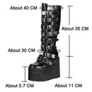Goth Punk Emo Chunky Platform Wedge Black Knee High Women's Boots