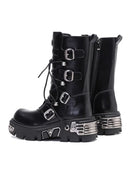 Metal Motorcycle Punk Goth Unisex Thick Soled Bike Boots