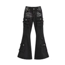 Punk Goth Emo Alternative Grunge Low Waist Distressed Women's Black Cargo Pants Jeans