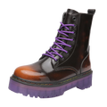 Goth Punk Alternative Ankle Motorcycle Purple & Black Boots