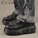 Women's Runway Platform Metal Rivets Chunky Gothic Punk Boots Shoes