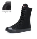 Goth Punk Alternative Emo Canvas High Top Lace Up Zipper Women's Flat Boots Shoes