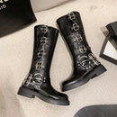 Goth Punk Motorcycle Platform Knee High Black Brown Women's Boots
