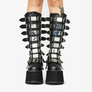 Goth Punk Emo Chunky Platform Wedge Black Knee High Women's Boots