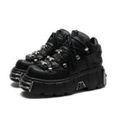 Punk Goth Women's Lace-up Platform Shoes Woman  Metal Decor Boot Shoes